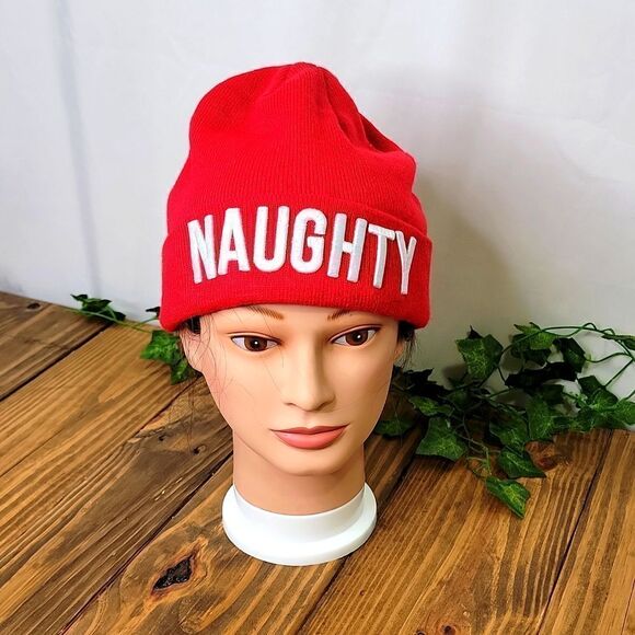 Naughty. Red Beanie. OSFA. EUC - Picture 1 of 6